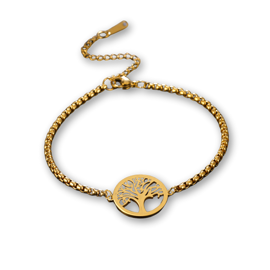 Tree of Life Stainless Steel Box Chain Bracelet