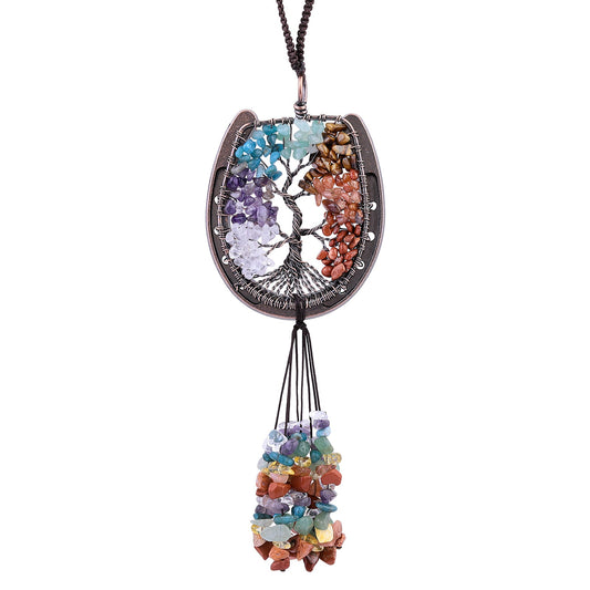 Horseshoe Tree of Life Crystal Hanging Ornament