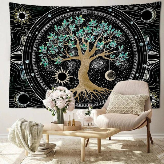 Abstract Galaxy Tree of Life Tapestry - Buddha Power Store