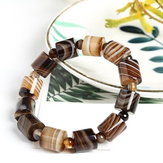 Coffee Lace Natural Agate Bracelet