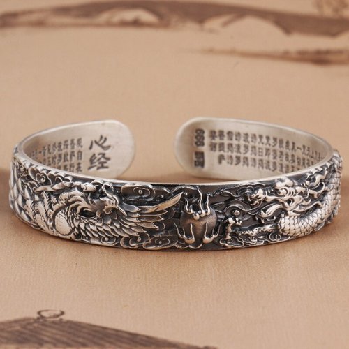 Dragon and Phoenix Heart Sutra Bracelet