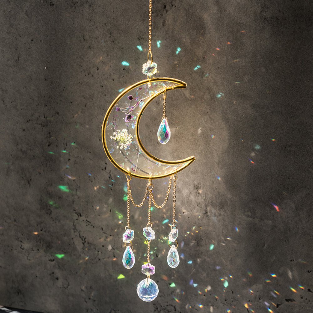 Feng Shui Crystal Moon Pendant Suncatcher