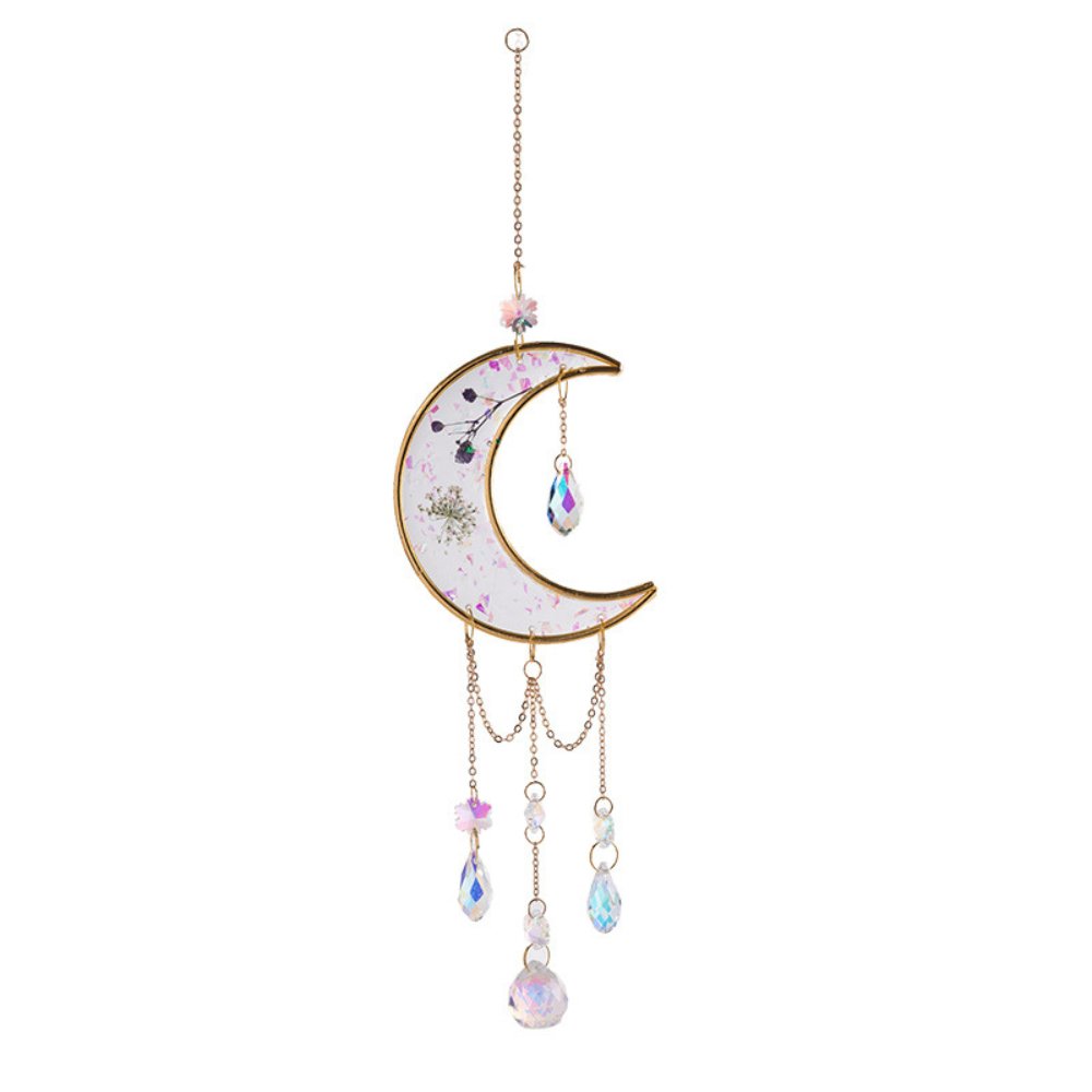 Feng Shui Crystal Moon Pendant Suncatcher