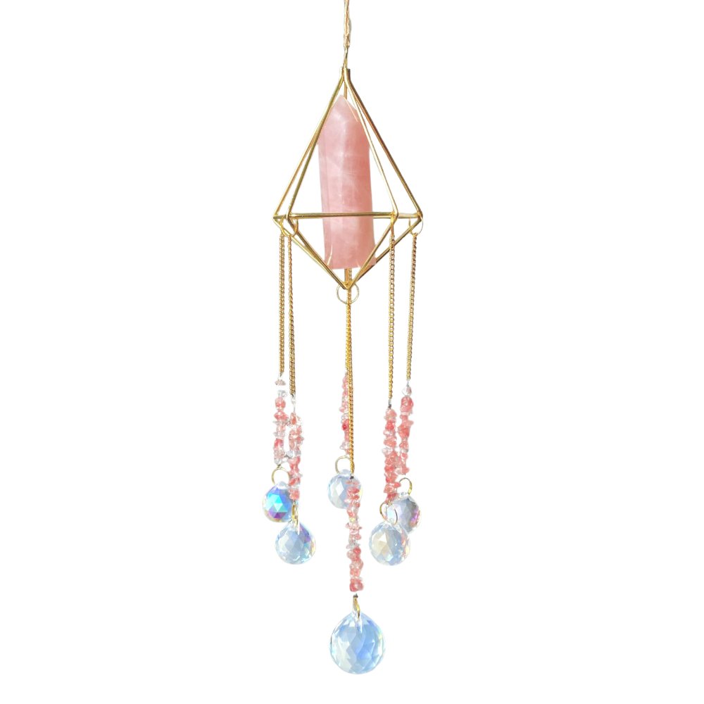 Feng Shui Crystal Pink Quartz Suncatcher