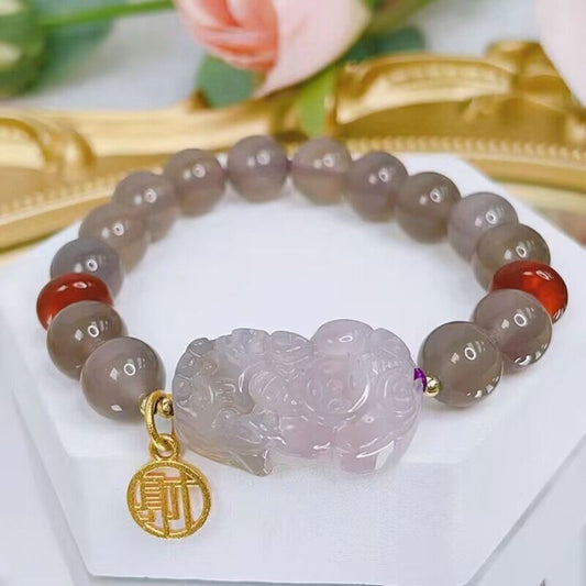 Gray Agate Pixiu Bracelet