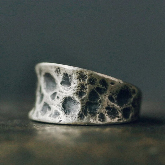 Hammered Minimalist Silver Ring