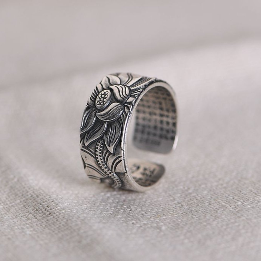 Lotus Heart Sutra Ring