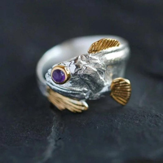 Lucky Purple Eye Fish Ring